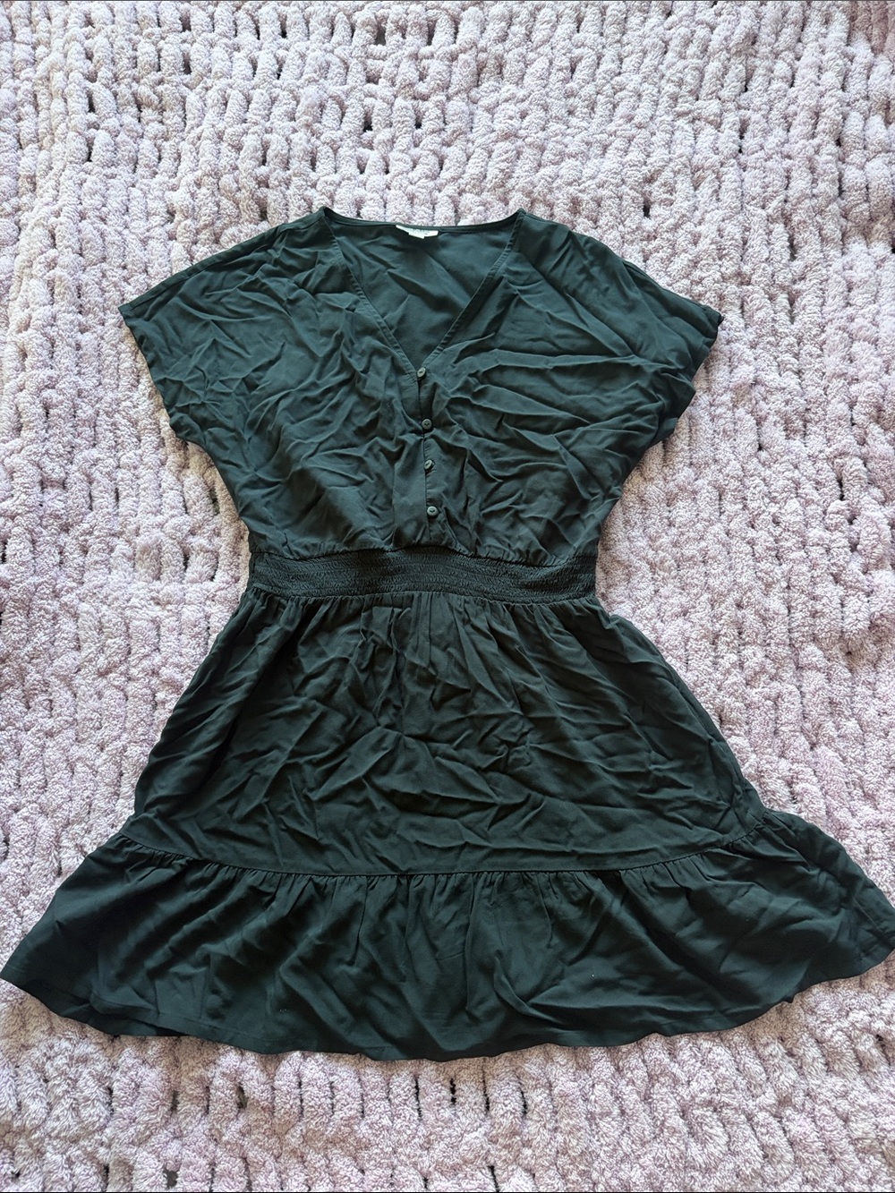 The Drop Women’s Black V-Neck Smocked Waist Dress
